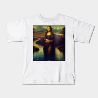 AI Gioconda out of frame Kids T-Shirt